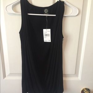 Bobeau Black Sleeveless Open Front Twist Blouse